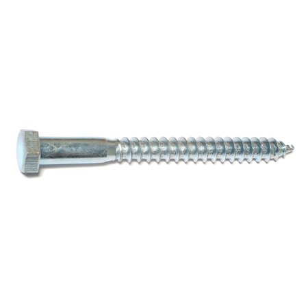 MIDWEST FASTENER Lag Screw, 3/8 in, 4 in, Steel, Zinc Plated Hex Hex Drive, 50 PK 01319